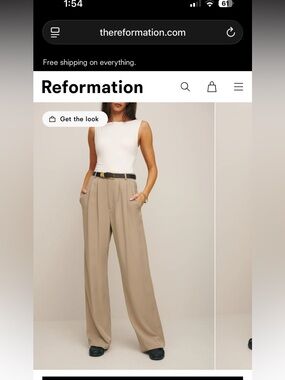 EUC Reformation Camel Khaki High-Waist Wide-Leg Trousers- Size 6